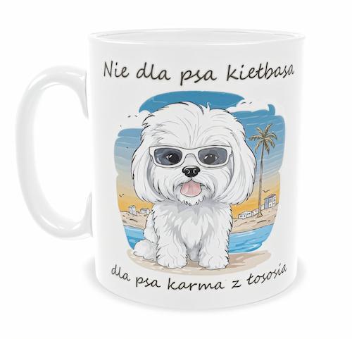 Kubek ceramiczny Garage Print 330 ml Nie dla psa kiełbasa, dla psa karma z łososia