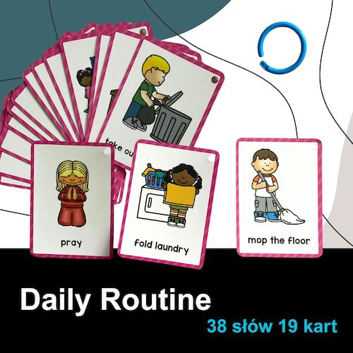 Flashcards Daily Routine 38 słów 19 kart