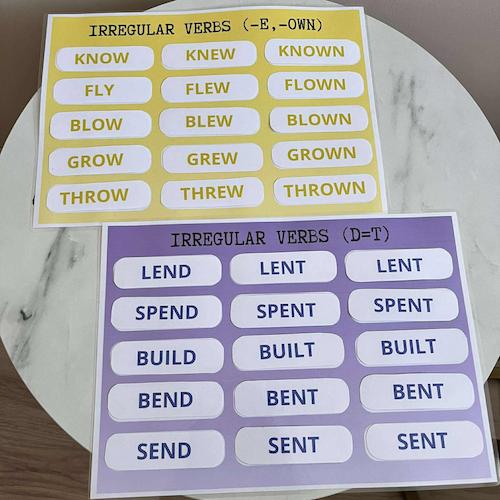IRREGULAR VERBS SORTING PACK