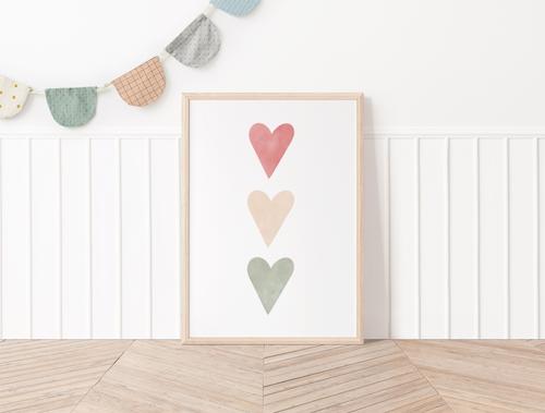 Plakat Pastel Róż 3 Serca