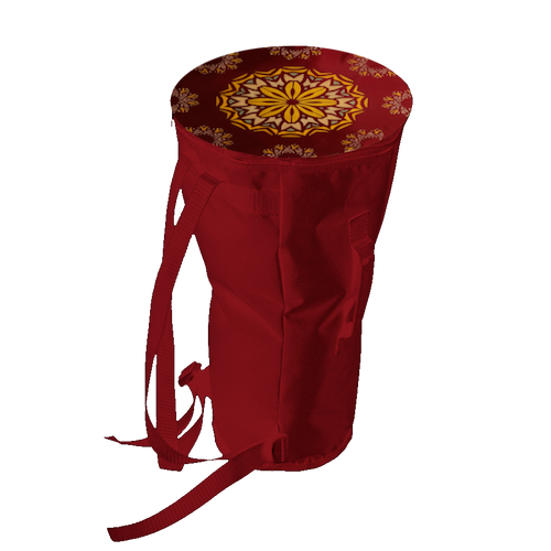 Ręcznie malowany pokrowiec na bęben djembe - mandala bordo