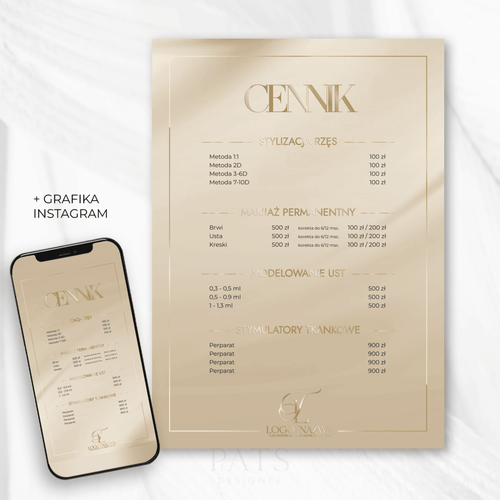 Cennik - ciemny beż