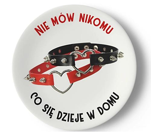 Talerz ceramiczny Garage Print 20 cm "Nie mów nikomu, co się dzieje w domu"