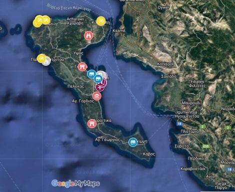 Mapa Korfu