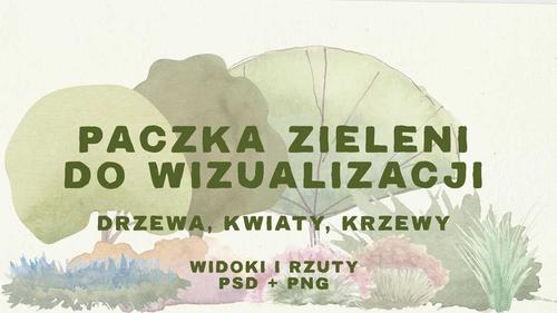 Paczka wyciętych elementów: drzew, krzewów i kwiatów do wizualizacji architektonicznych