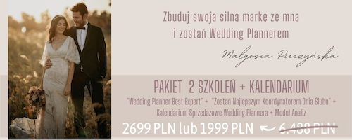 „Wedding Planner Best Expert” (online) + „Koordynator Dnia Ślubu” – PAKIET 2 SZKOLEŃ + Kalendarium Sprzedażowe Wedding Plannera