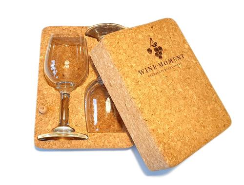 Wine Moment - Elegancki zestaw kieliszków w pudełku z naturalnego korka