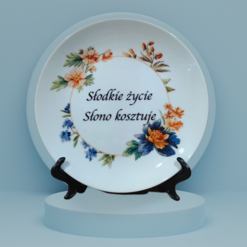 Talerz ceramiczny Sarnodzieło 20 cm Słodkie życie Słono kosztuje